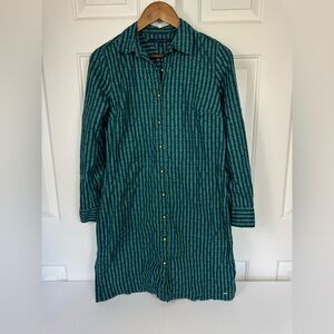 Tommy Hilfiger Shirt Dress size Small Women’s Green Blue Long Sleeves‎